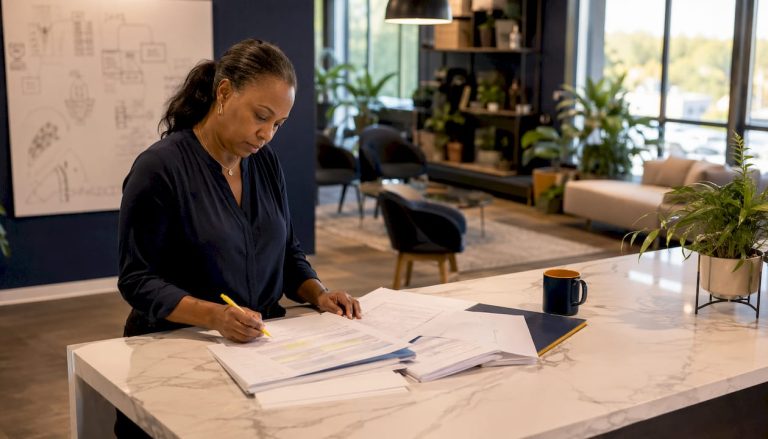 IT manager reviewing HIPAA compliance documents