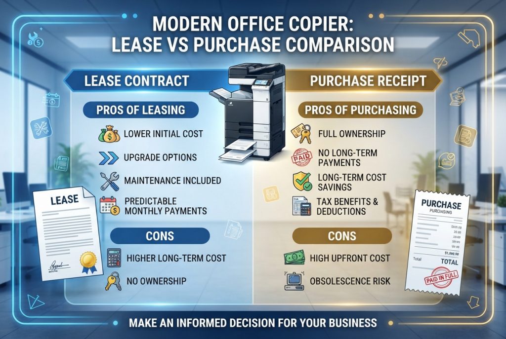 Copier lease vs buy comparison for business