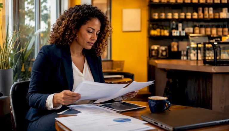 Finance leader reviewing accounts payable documents