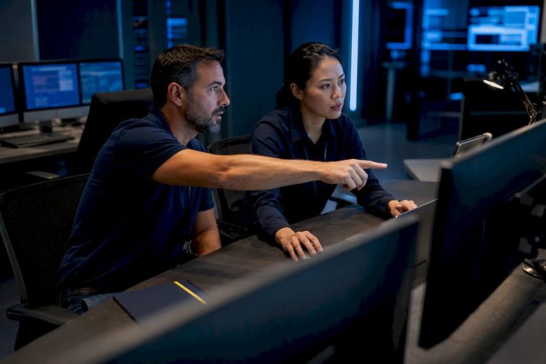 Team coordinating a cybersecurity incident response