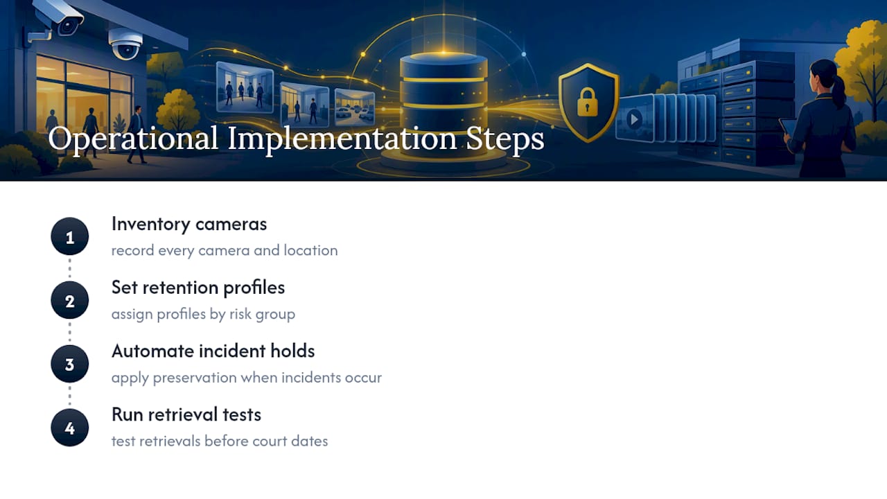 Four-stage video retention operations workflow