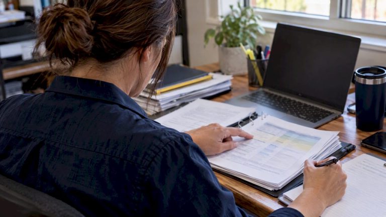 Contractor reviewing CMMC POA&M records