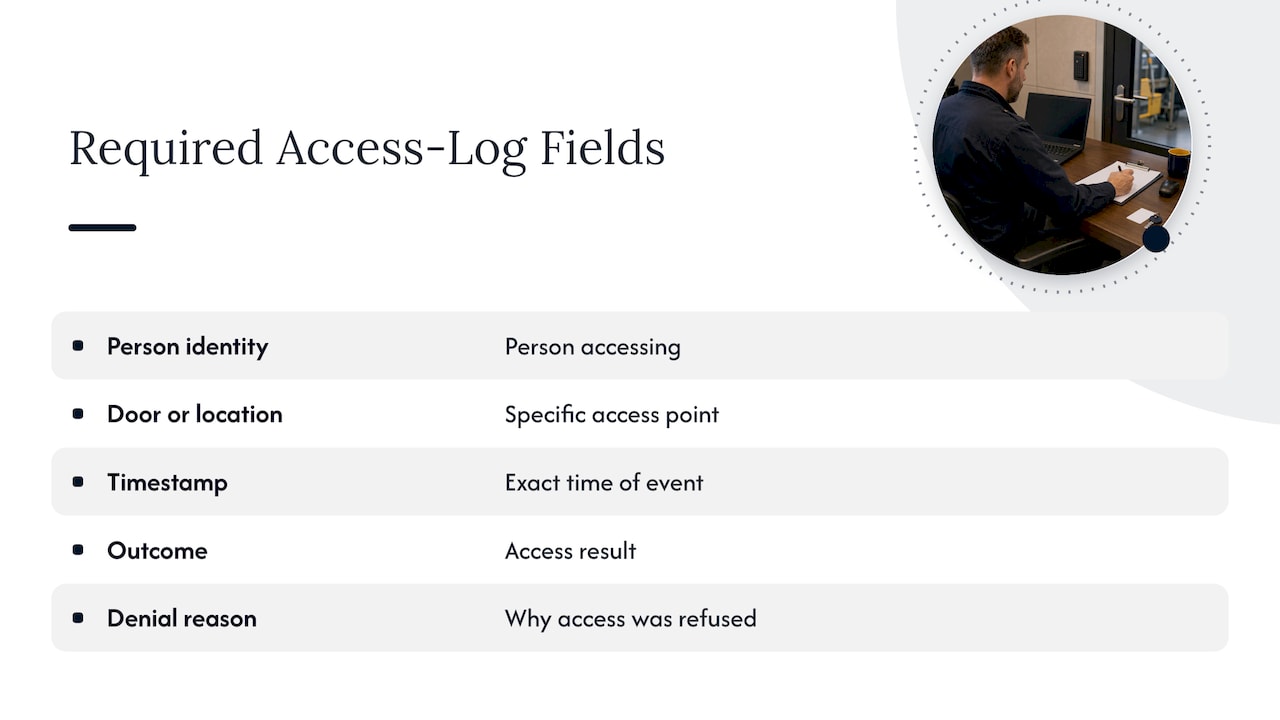 Five required fields in an access audit log